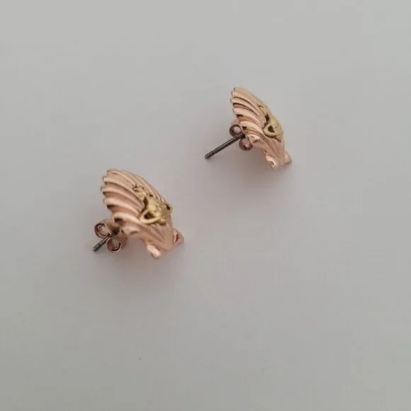 Vivienne Westwood Shells Stud Earrings Small Rose Gold Orbit Rare - Picture 2 of 5